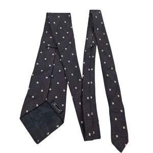 Faconnable Men's Tie Necktie‎ Designer Luxury Brown Blue Geometric France Silk